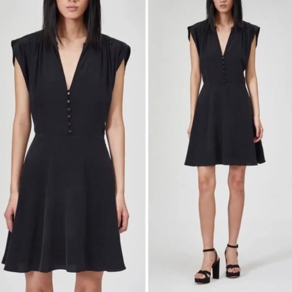 Equipment Femme Danette 100% Silk Black Short Everyday Dress Size 8